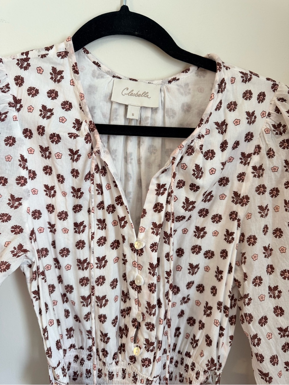 Cleobella cream midi dress with brown paisley border size small - Picture 3 of 4